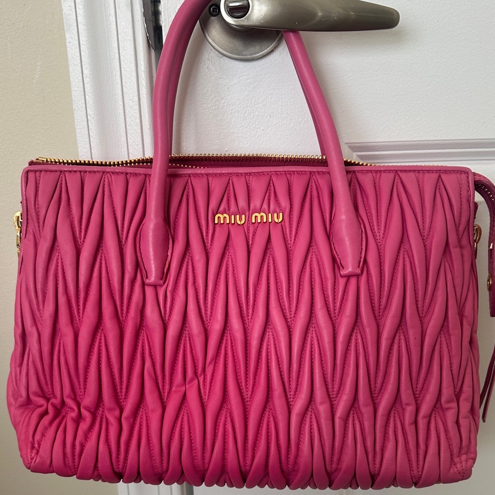 Miu Miu Fuchsia Quilted Shoulder Bag